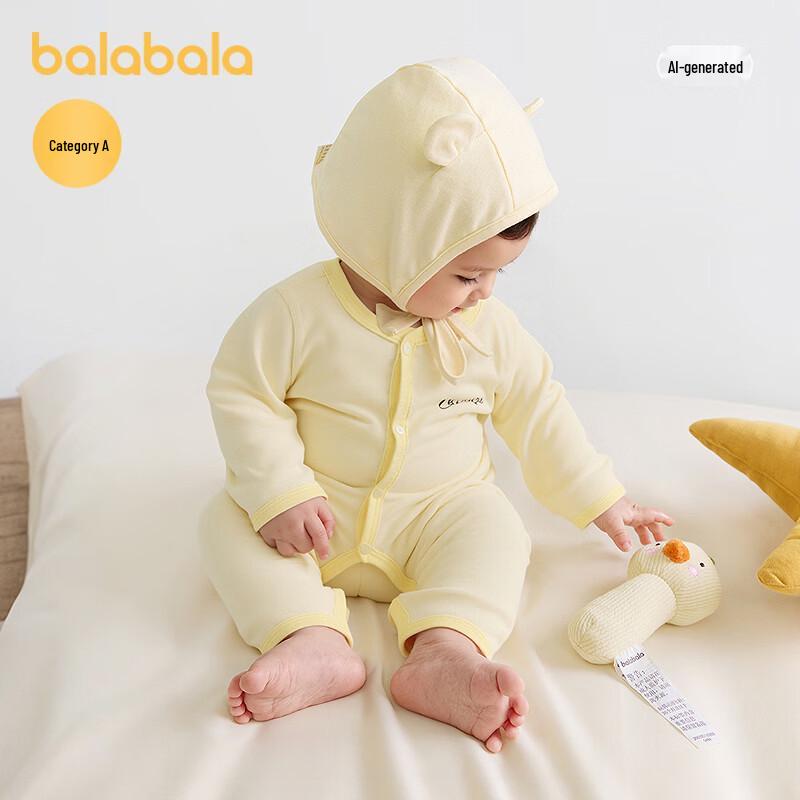 Balabala Spring Baby Long Sleeve Open Crotch Romper 90