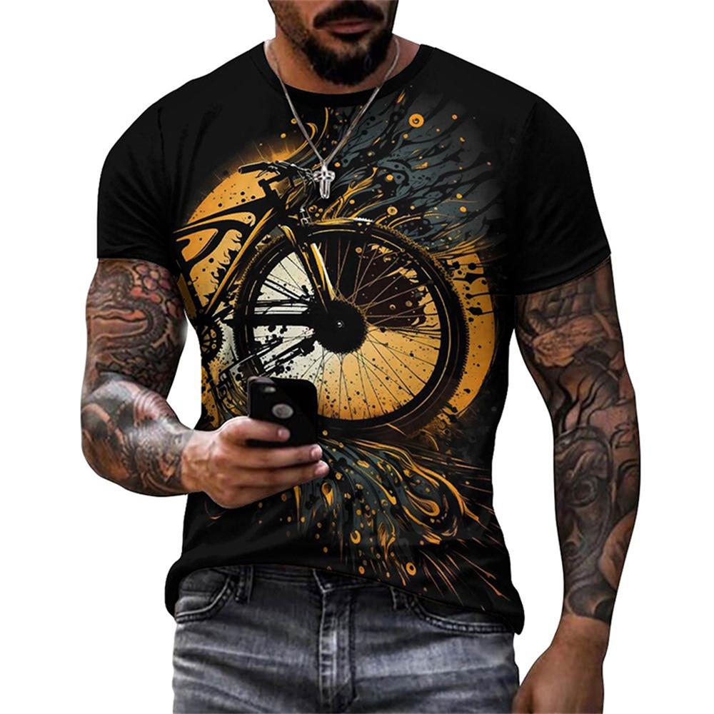 Vintage Bike Graphic T Shirt for Men Clothing 3D Printed Bicycle T-Shirt Gym Sport Tops Tee Streetwear Men Clothes Short Sleeve
