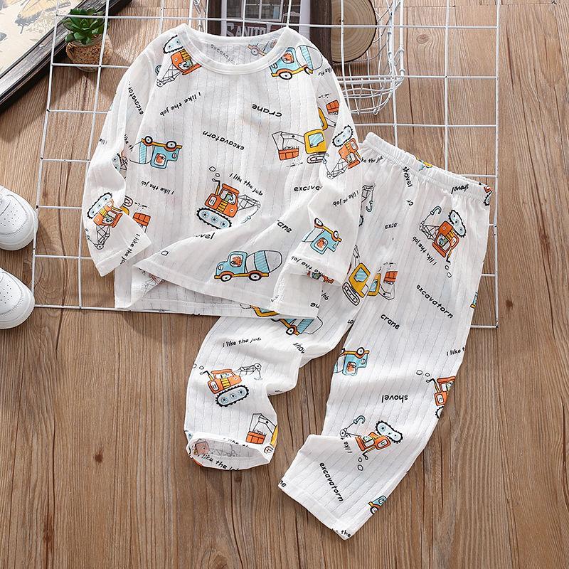 Dziecięcy Zestaw Żakardowy Chłopięcy i Dziewczęcy Letni Cienki Ubrania Domowe Dziecięce Wiosenno-Jesienne Ubrania Klimatyzacyjne Rękaw Siedem ósmych