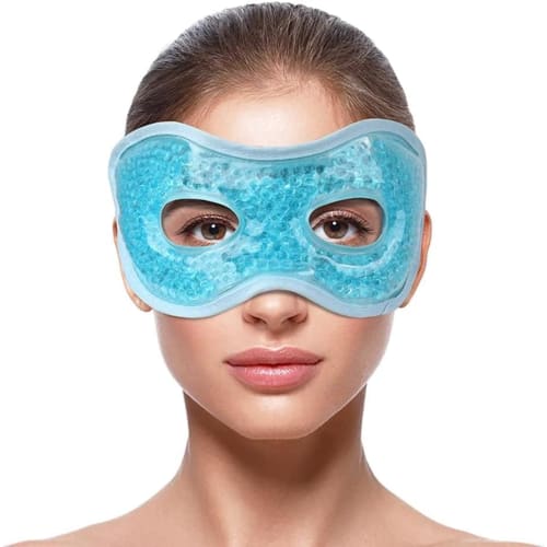 NEWGO Cooling Gel Eye Mask, Visible, Extra Large, Reusable, Dual Use, Relieves Eye Fatigue - Blue (Visible Version)