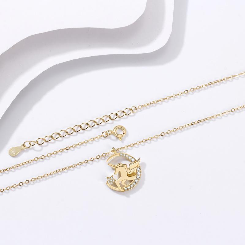 Star and Moon Unicorn Necklace Women's Fashion Light Luxury Temperament Versatile Ins Cold Style Jewelry