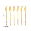 6pcs White Gold Dessert Vegetable Fruit Forks Stainless Steel Cutlery Ceramic Handle Dessert Cake Fork Dinnerware Set