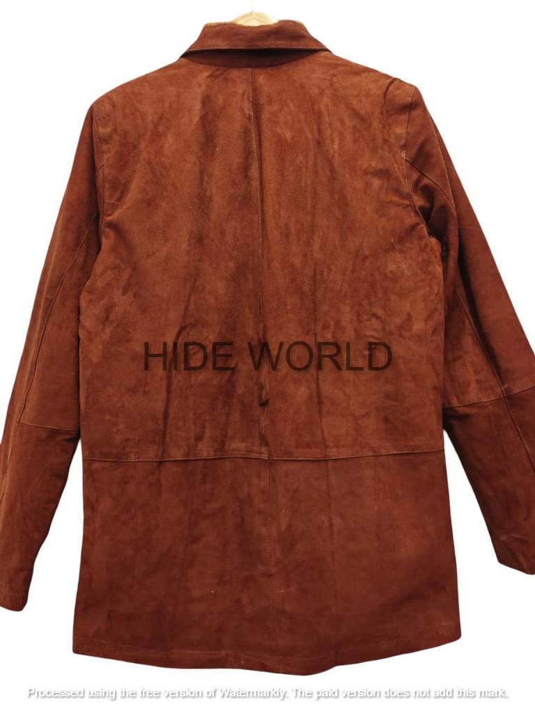 Pánské hnědé měkké semišové sako z jehněčí kůže ručně vyráběné módní neformální formální