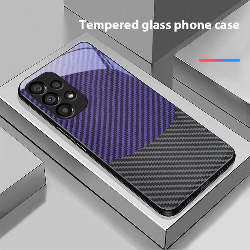 Dwukolorowe paski dla Samsunga Galaxy S10 20 Plus 21 FE 22 23 24 FE 25 Ultra Czarny Szklany Pokrowiec na Telefon Hartowany Twarda Skorupa