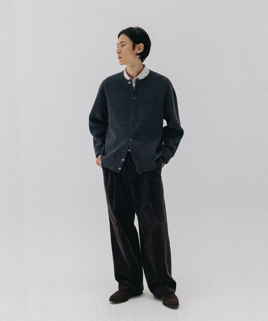 Blankroom Bold Round Cardigan_Melange Charcoal