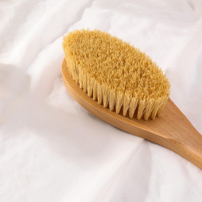 Eco Friendly Beech Wood Long Curved Handle Vegan Sisal Bristle Dry Body Brush Exfoliating Shower Brush Scrub Back Bath Brush