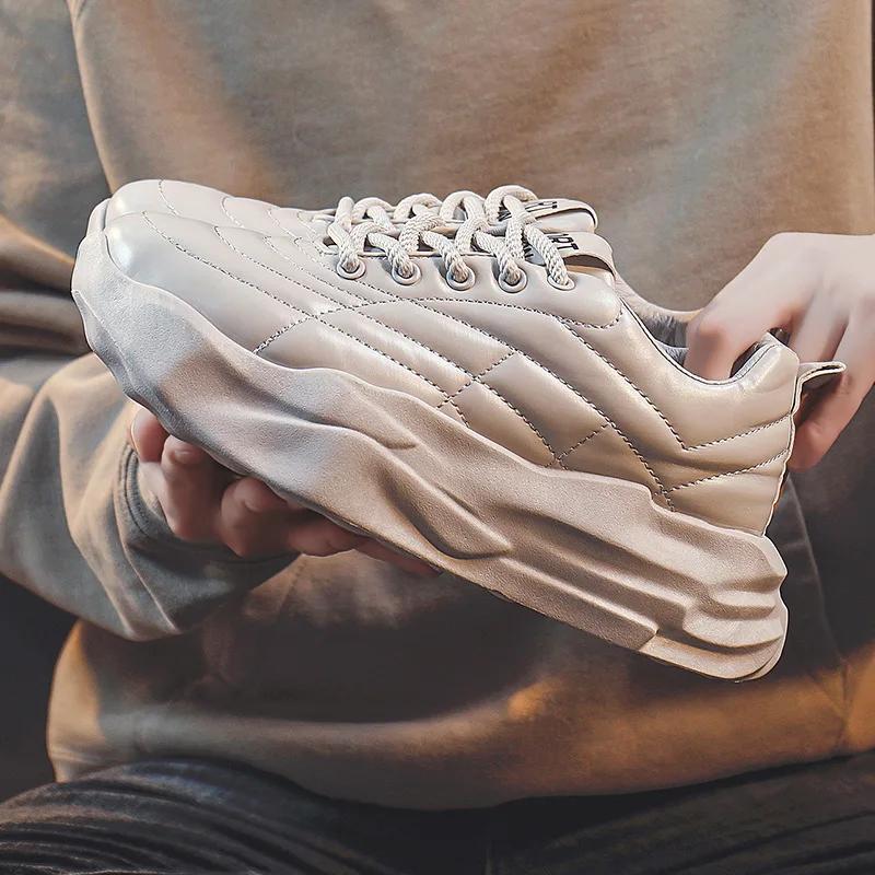 

2024 Новейшие мужские удобные повседневные туфли на мягкой подошве Весна/Осень Толстая подошва Увеличивающие рост Кроссовки для бега на мягкой подошве 44 серый