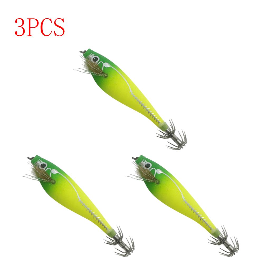 3 To 1 PCS Shrimp Fishing Bait Squid Fish Hook Wooden Octopus Fishing Bait Cuttlefish Artificial Fishing Bait Hard Bait Swinging Fishing Gear