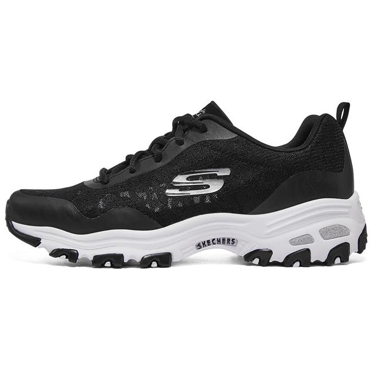 Skechers DLites 1.0 Mesh Synthetic Leather Lace-Up Low-Top Dad Sneakers Women sneakers Black White 896027-BKW 35