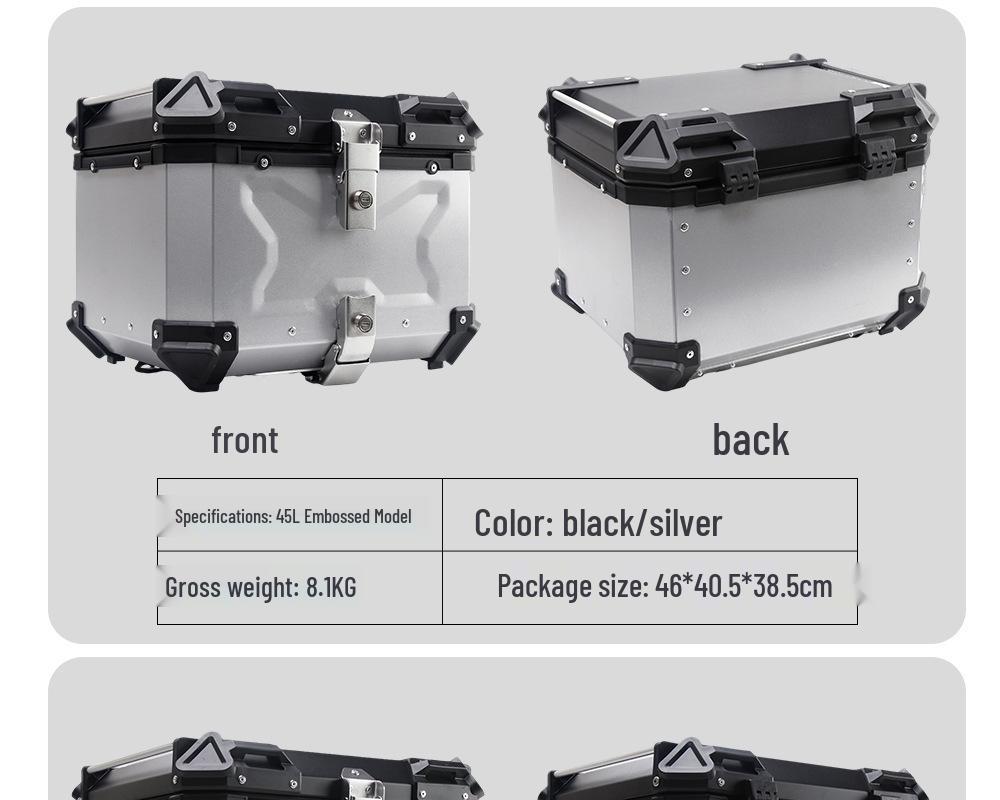 Quick Release Aluminum Motorcycle Tail Box - Available In 28L To 100L Capacities