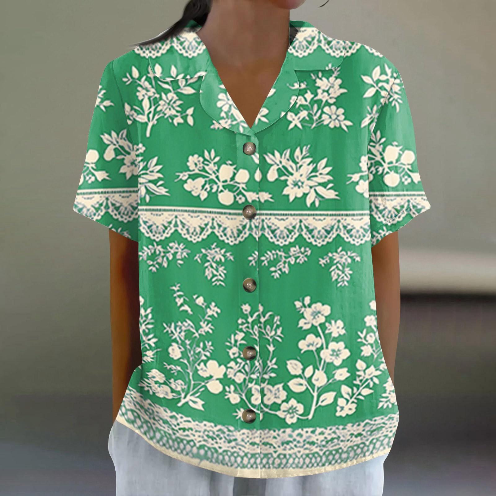 

Women s Shirt With Floral Print Buttons, Long Sleeved Casual Regular Shirt Collar Top S