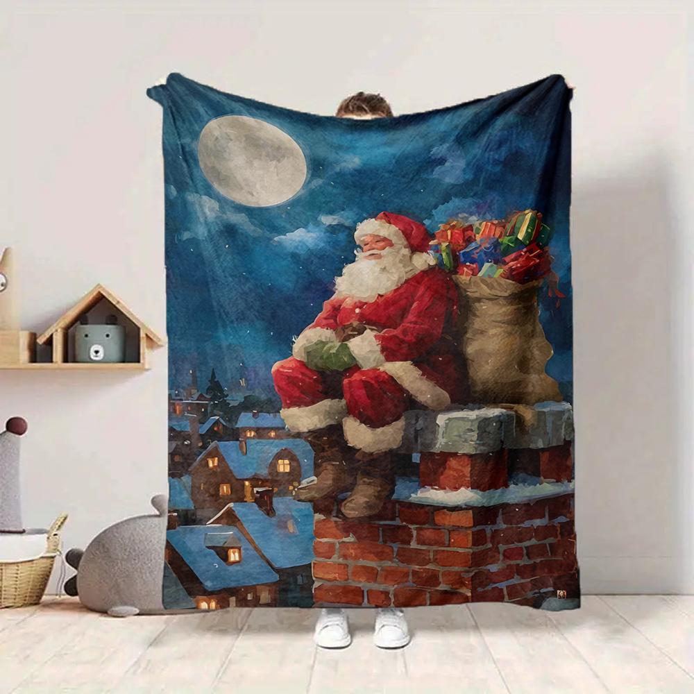 1Pc Santa Claus Chimney Blanket Soft And Comfortable Casual Warm Camping Travel Christmas Halloween Gift M9178