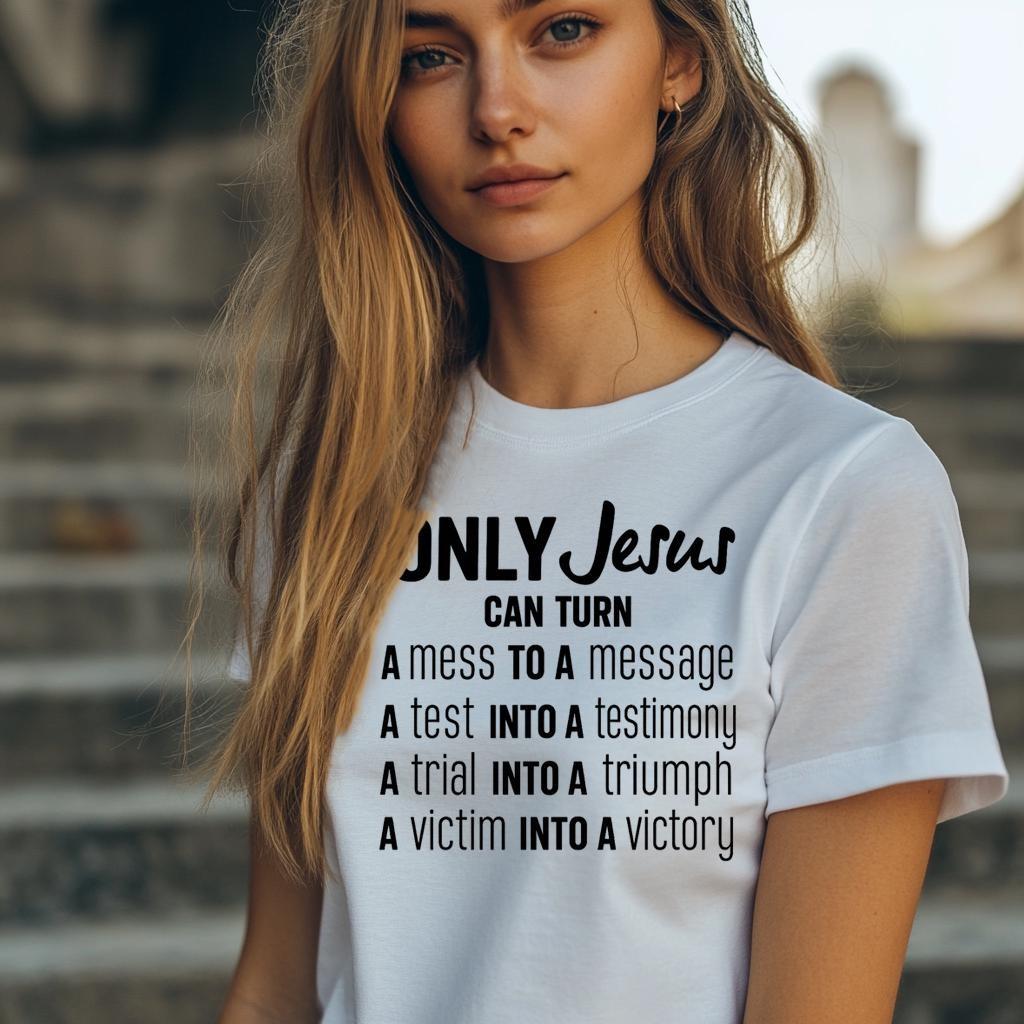 Only Jesus Can Turn T-Shirt Mens Womens Tees Top | Christian Faith Shirt | Bible Verse Graphic Tee | S