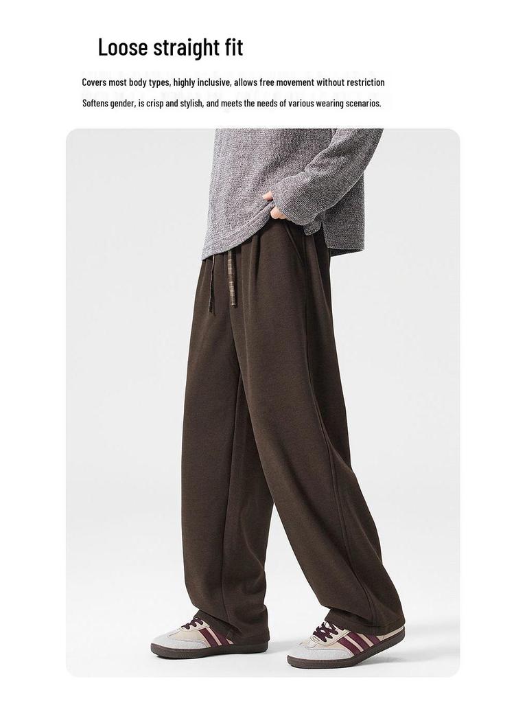 Męskie Nowe Ciepłe Wełniane Dzianinowe Spodnie Dresowe z Szerokimi Nogawkami - Grube, Wszechstronne, Casualowe Spodnie High-Street