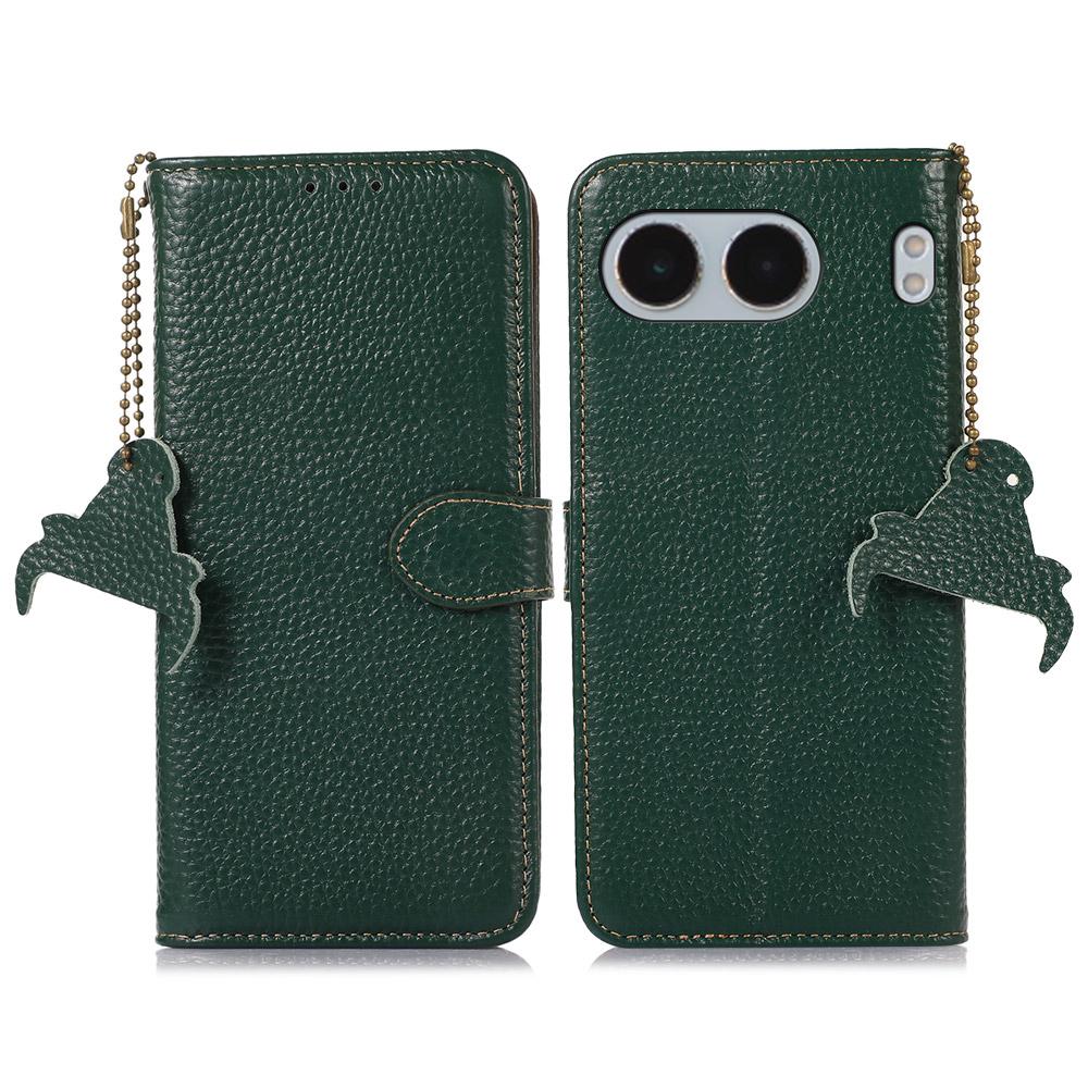 For OnePlus Nord 4 Case RFID Blocking Litchi Texture Genuine Cow Leather Phone Cover