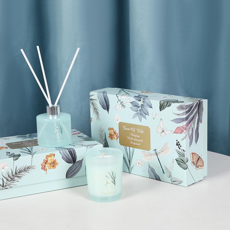 Ručně vyráběná vonná svíčka ze sójového vosku DIY dárková krabička Sada Suvenýr Aromaterapie Esenciální olej Bambusová vonná svíčka