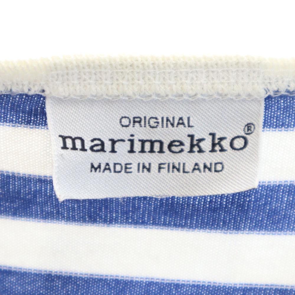 Marimekko Border Pattern Long Sleeve One Piece 160 Blue X White Kid's Used