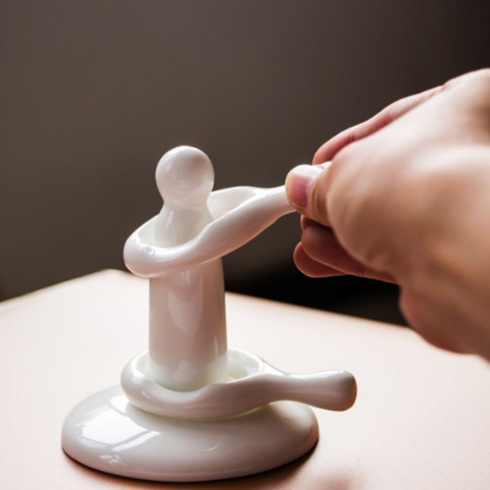 Q Shape Ceramic Spoon Rest Set Glazed Surface Chopsticks Rack Egg Tray Dining Table Decoration
