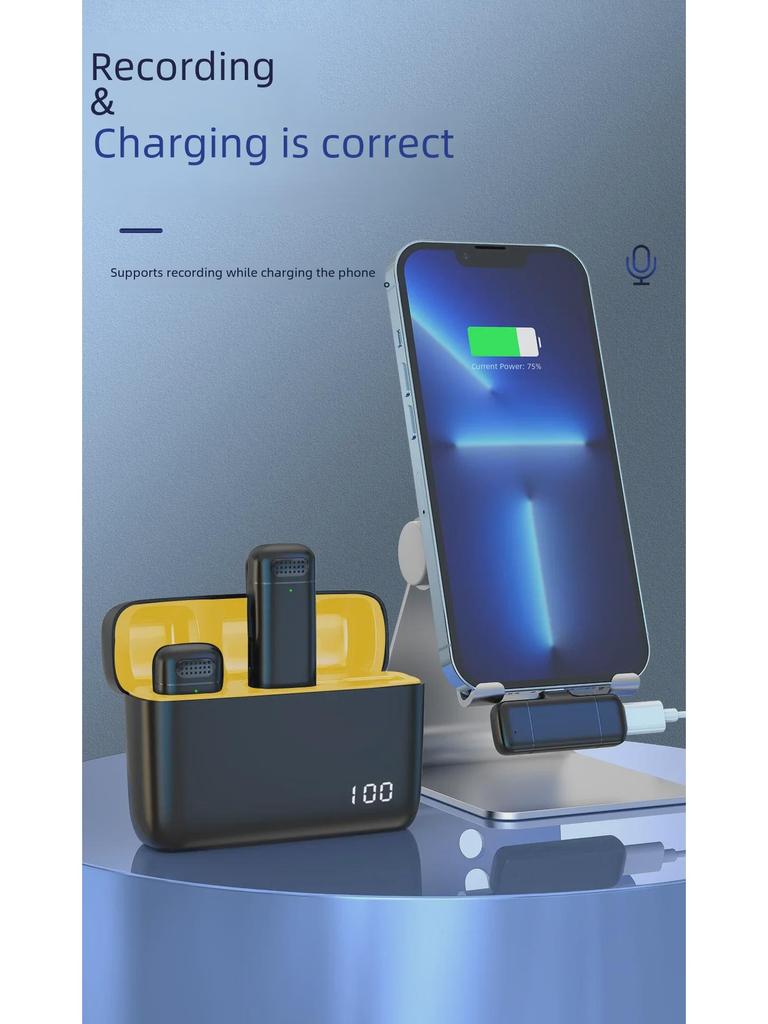 K6 Dual Wireless Clip Microphone with Charging Case for Live Broadcast Noise Reduction