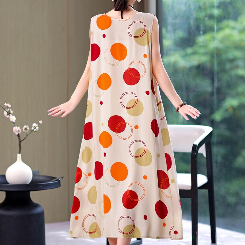 Plus Size Women's Long Dress Summer  Casual Elegant Sleeveless Vintage Print Dress For Women