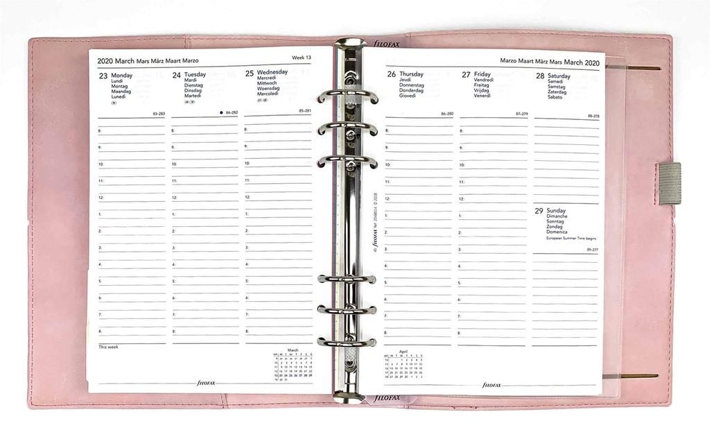 Filofax A5 Domino Soft Organizer, 2020, Pale Pink