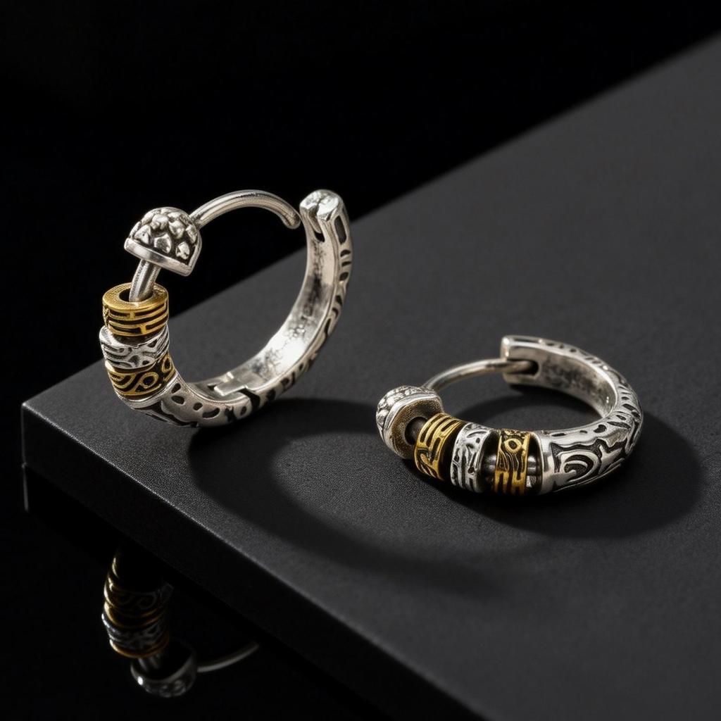 Creative Unique Design Textured Metal Chunky Hoop Earrings for Men Fashion Hiphop Party Piercing Jewelry Gifts