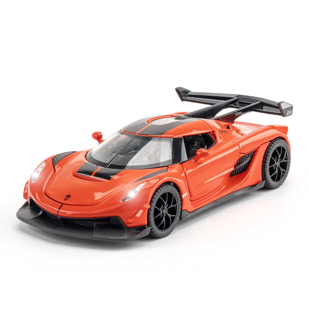 Koenigsegg Jesko Attack Supercar Simulation Diecast & Toy Vehicles Sounds & Light Pull Back Car 1:32 Alloy Model Gifts For Children