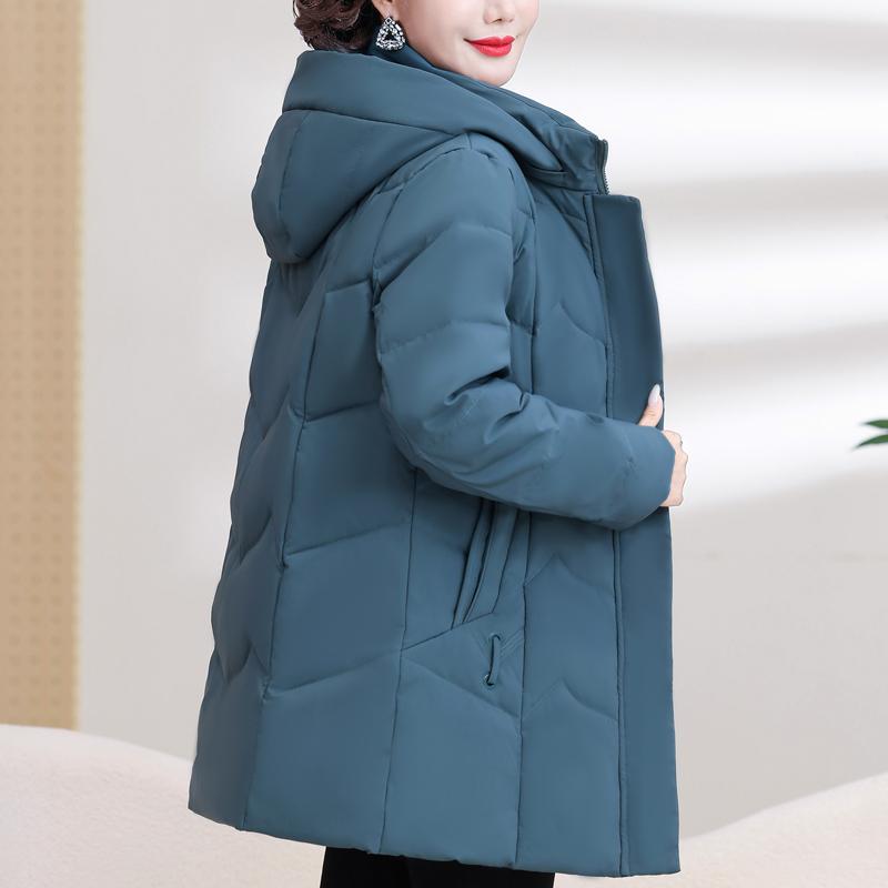 Middle Age Women's Puffer Jackets Winter Vintage Parkas Hooded Plus Size Elegant Thick Warm Down Coats Woman Outerwears