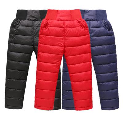 Casual Girl Boy Winter Pants  Cotton Padded Thick Warm Trousers Boys Waterproof Pants Elastic High Waisted Baby Kid Pant