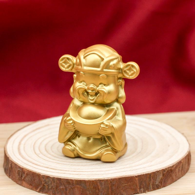 Solid Brass Smiling Face God of Wealth Desktop Ornament - Yuanbao Handicraft Gift Decoration