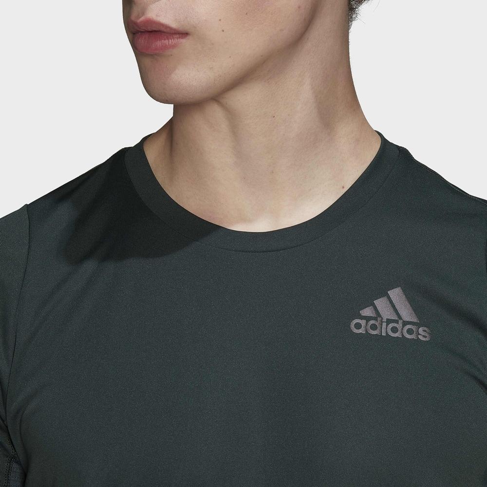adidas Solid Color Brand Logo Printed Round Neck Short Sleeve T-Shirt Men Tops Green HJ7237