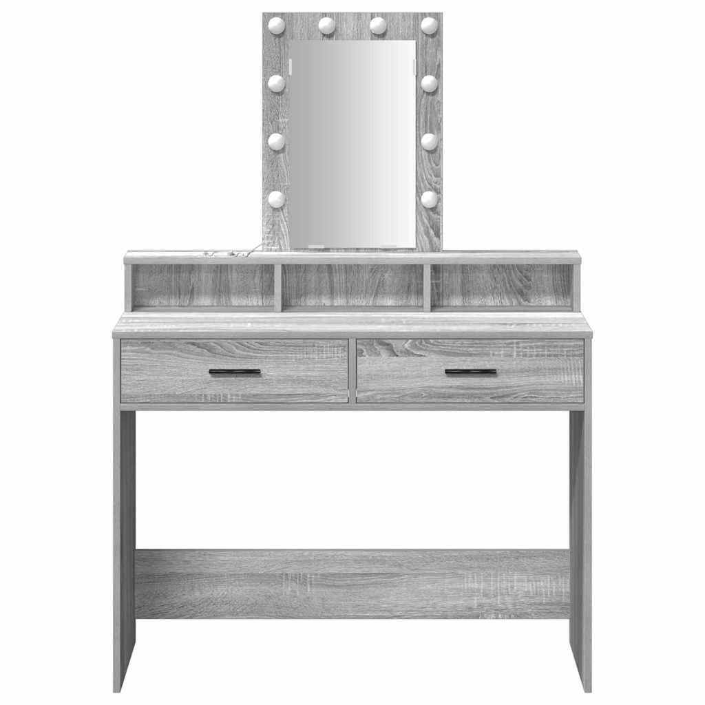 Makeup Table with Storage Gray 100 x 41 x 140 cm Engineered Wood