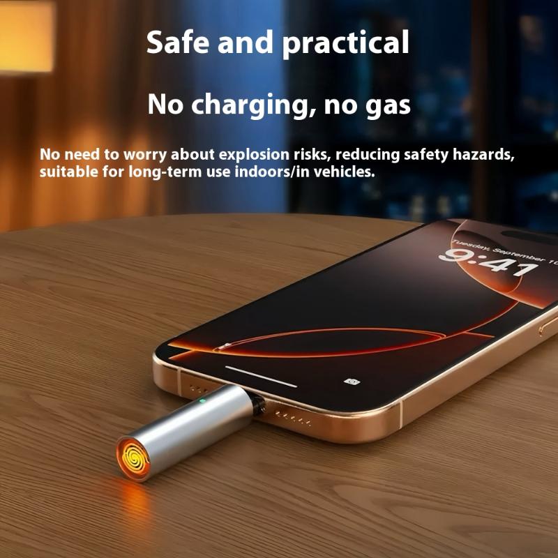 1 Pcs Type-C Portable Low Consumption Mini Electronic Lighter Windproof And Energy Saving Outdoor Phone Lighter