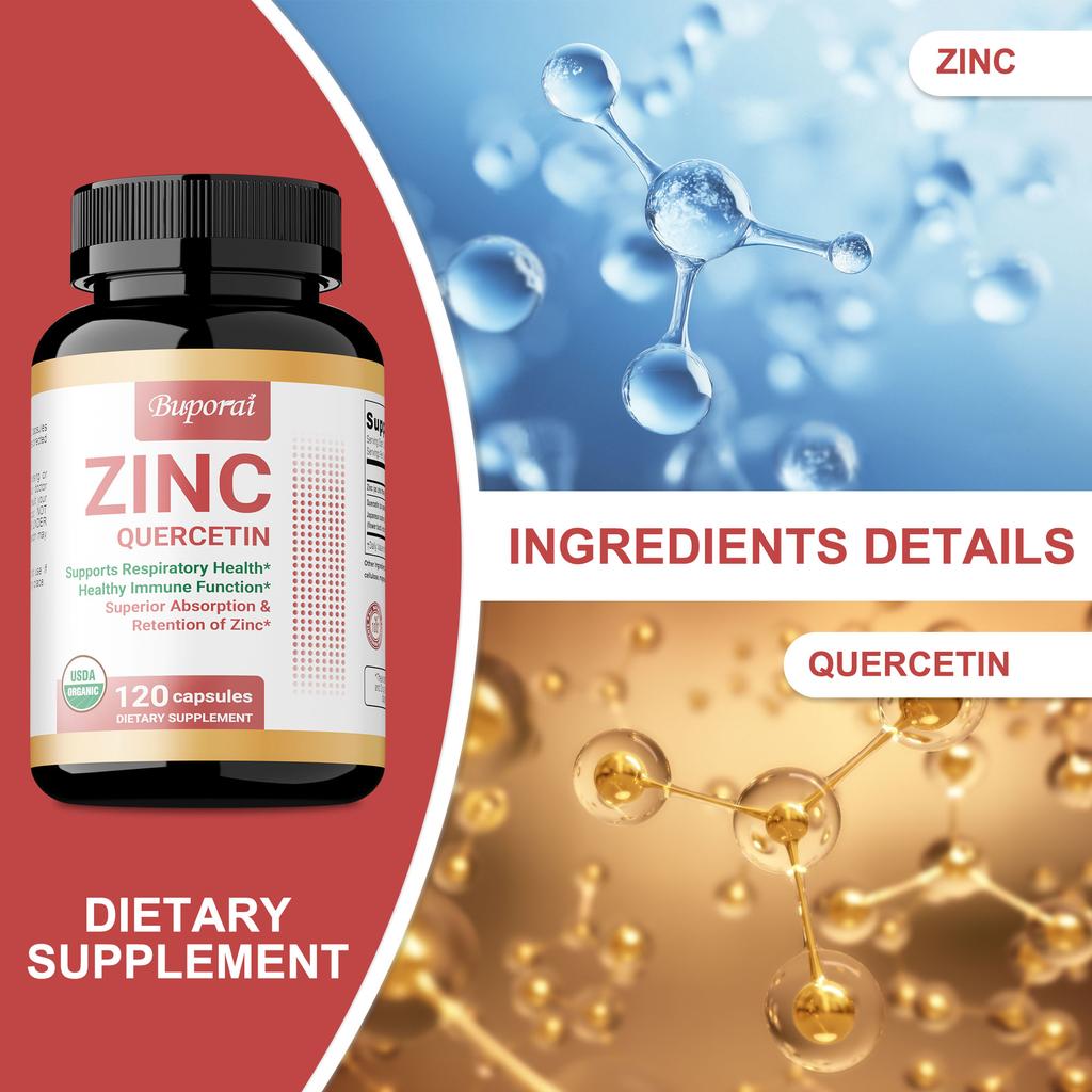 Buporai Zinc Capsules for Men and Women, All-Natural, Supports Immune Health, Antioxidant Support