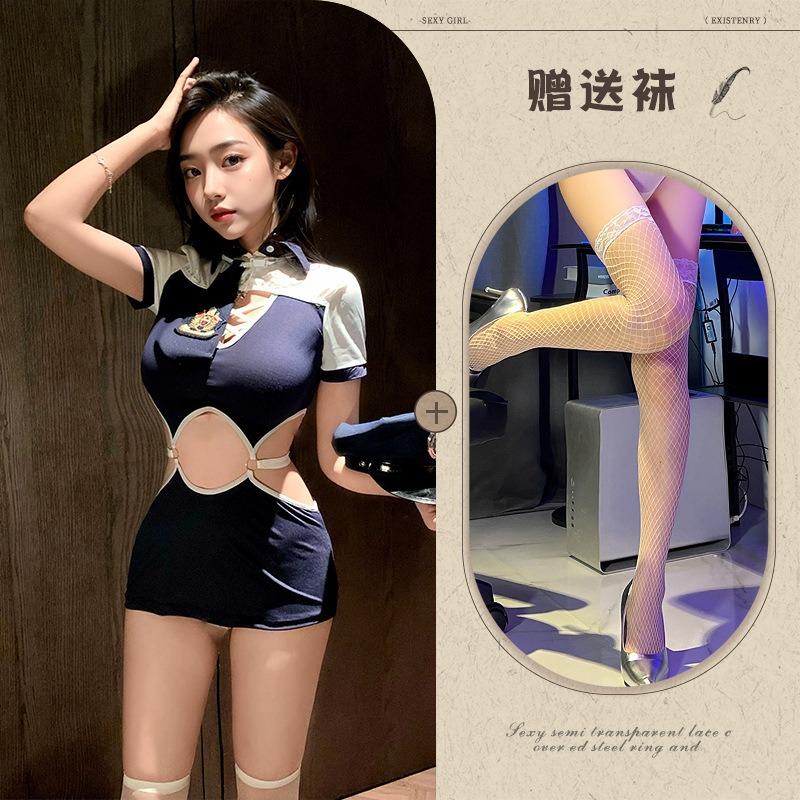 Sexy lingerie sexy policewoman cos uniform seduction instructor small breasts and thin mood hip-wrapped onesie suit