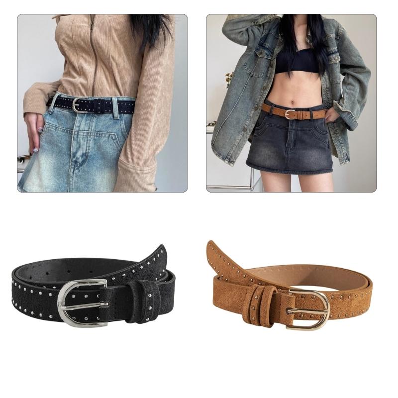 Durability Casual Belt Women's Leather Waistband Vintage Western Waist Belts for Jeans and Dresses