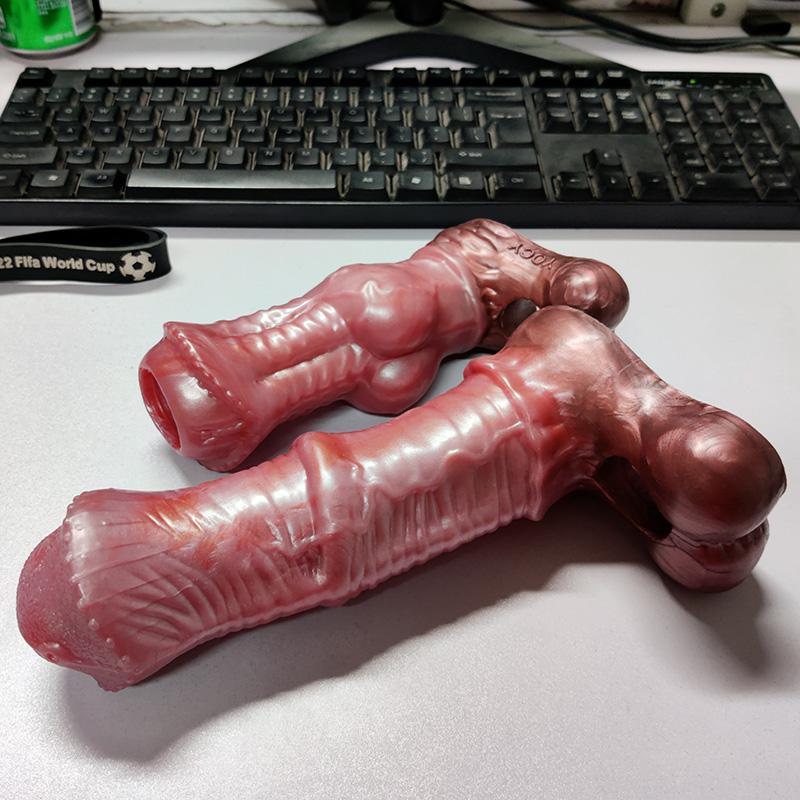 Ny Heste Penis Extender Enlargement Myk Flytende Silikon Cock Sleeve Sexleketøy For Menn Bærbar Dyr Dildo Voksen Sexy