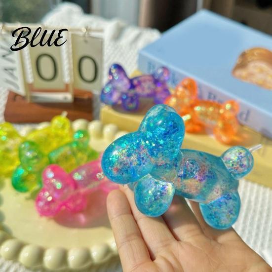 Portable Stress Reliever Relieving Balloon Dog Toy, Soft Glitter Squeeze Sensory Toy Clear Puppy Fidget for Anxiety Relief