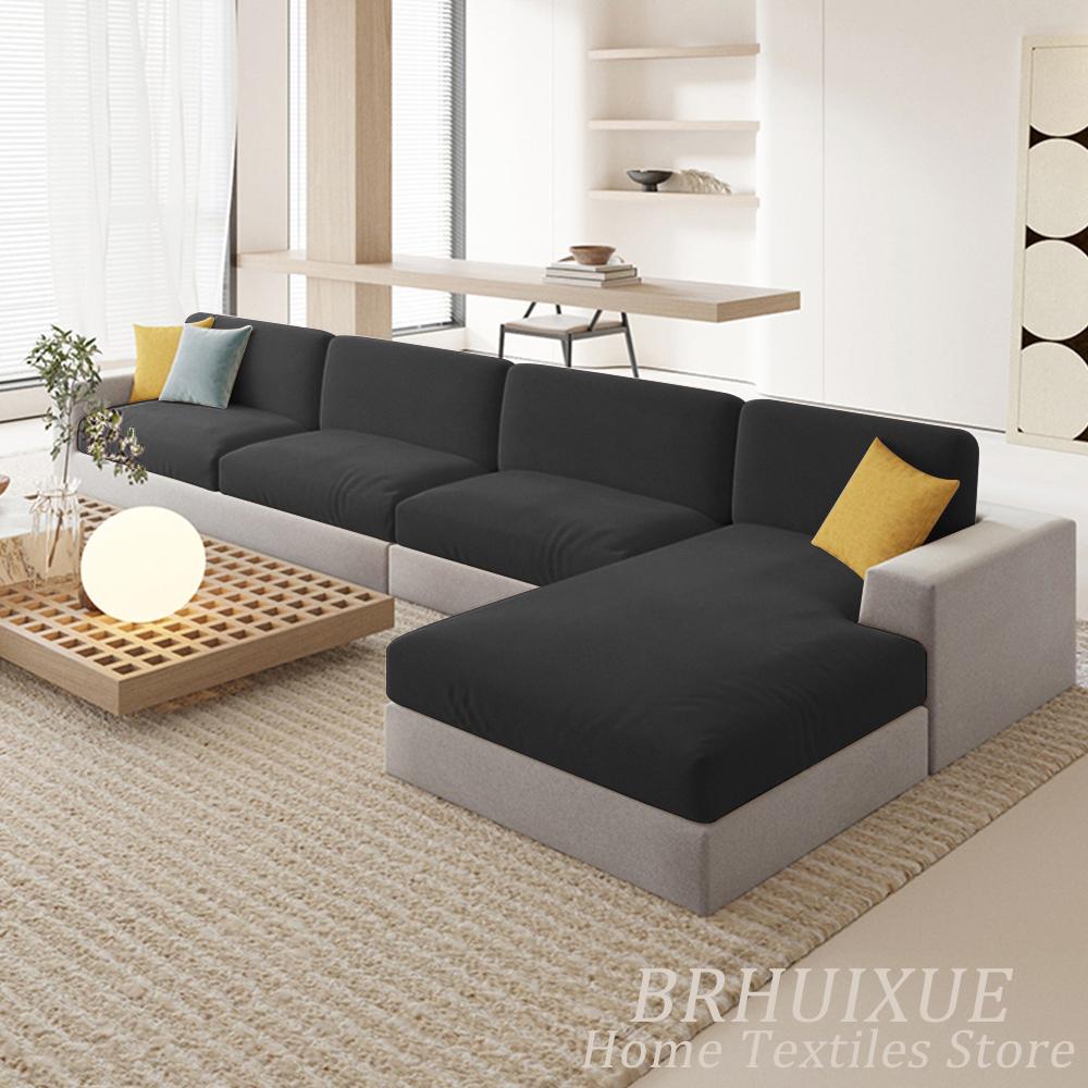 Velvet Sofa Cushion Cover For Living Room Anti-Slip Elastic Sofa Cover Solid Color Soft Slipcover Home Decor Furniture Protector