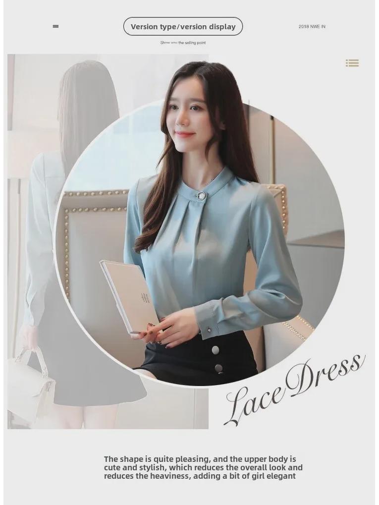 2025 Women's Korean Style Long-Sleeve Satin Chiffon Professional Shirt, Spring Collection