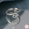 Schlangenringe für Damen und Herren, Punk, Hip-Hop, offen, verstellbar, 925er Sterlingsilber, ästhetisch, silberfarbener Ring, fein