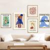 Abstract Geometric Lines Coral Girl Waves French Posters And Prints Wall Art Canvas Painting For Living Room Decorative Pictures