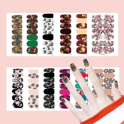 Floral Skull Full Nail Stickers - Ins Style (YMY2246-2257)