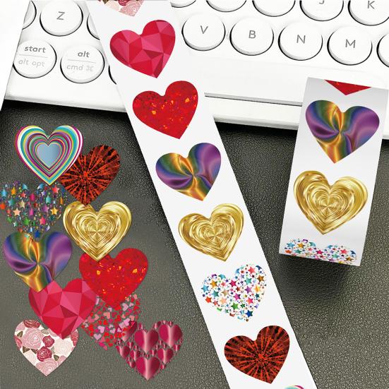 500 Pcs Heart Shaped Stickers 1" Self Adhesive Stickers Roll Love Heart Pattern Decals for Valentine's Day Wedding Card Envelope Invitation Scrapbook