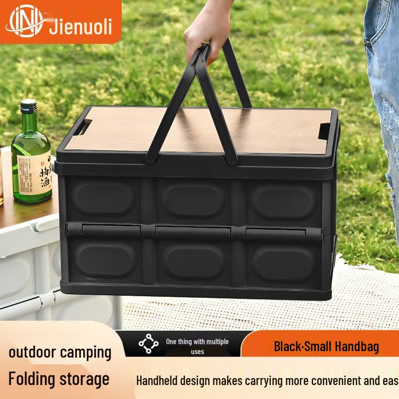 JNL Foldable Outdoor Storage Box with Wooden Lid
