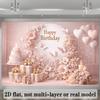 2D Planar Elegant Birthday Celebration Background Fabric, for Interior Decoration, Parties, Made of Durable Polyester Material