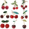 Rhinestone Cherry Brooches for Women Unisex Enamel Fruit Cherries Pins Event Party Backpack Decoration Clothes Accessories
