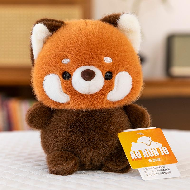 Mini table with doll fox table with puva doll Siamese cat plush toy office ornament doll