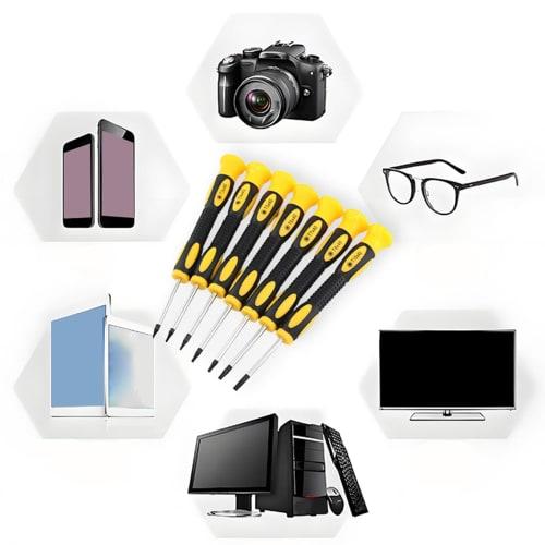 TANGRUl 7-Piece Star-Shaped Screwdriver Set, T3, T4, T5, T6H, T7H, T8H, T10H, Precision Plum Blossom Shape, for Smartphone Disassembly and Repair