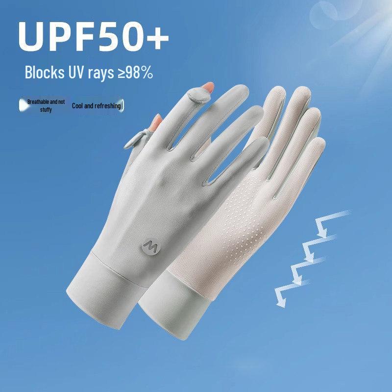 Women's Summer Fingerless UV Protection Gloves - Ice Silk, Non-Slip, Breathable, for Driving